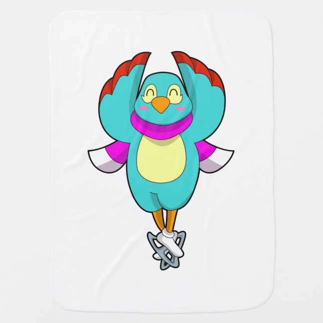 Bird at Ice skating with Ice skates.PNG Baby Blanket (Front)