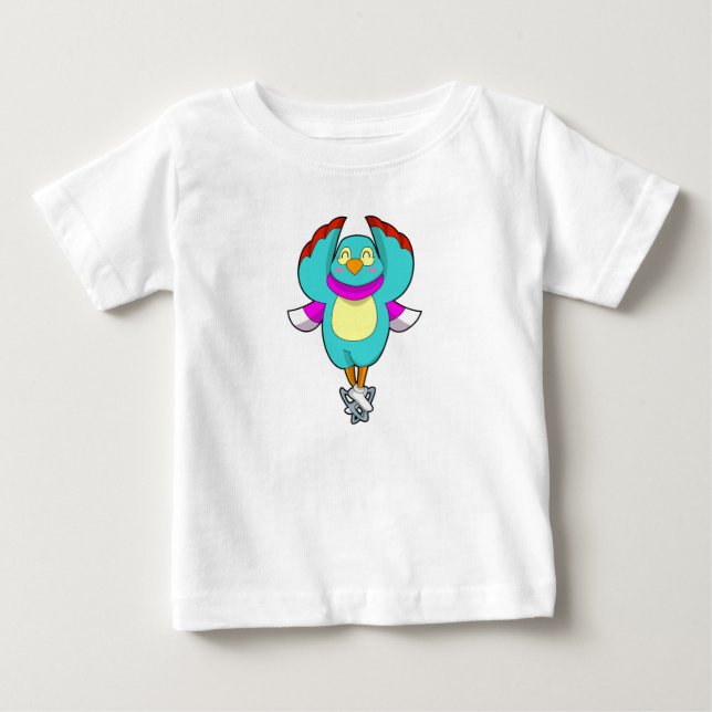 Bird at Ice skating with Ice skates.PNG Baby T-Shirt (Front)