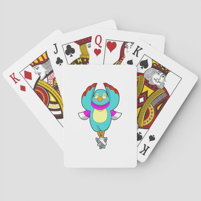 Bird at Ice skating with Ice skates.PNG Poker Cards (Back)