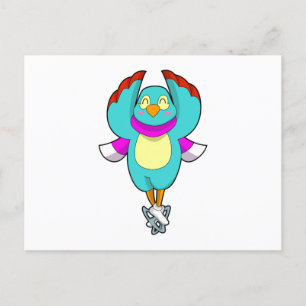Bird at Ice skating with Ice skates.PNG Postcard