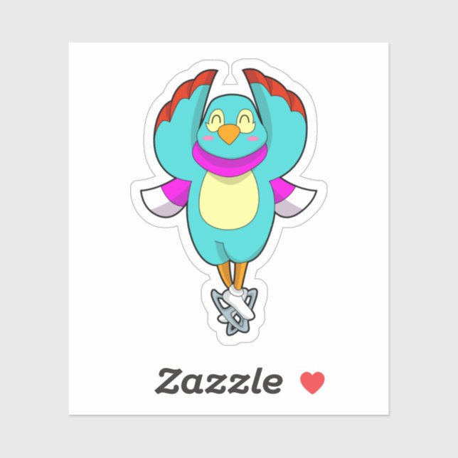 Bird at Ice skating with Ice skates.PNG Sticker (Sheet)
