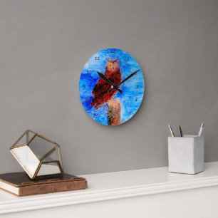 Bird at Night Brown Owl Round Clock