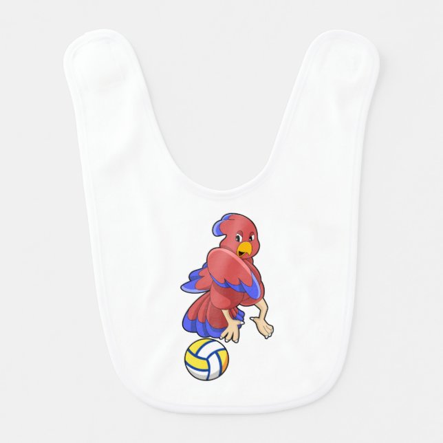 Bird at Volleyball Sports Baby Bib (Front)
