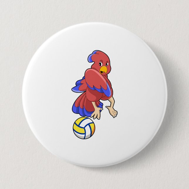 Bird at Volleyball Sports Button (Front)