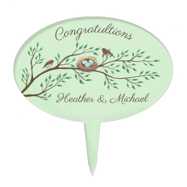 Bird Baby Shower Spring Cake Topper (Front)