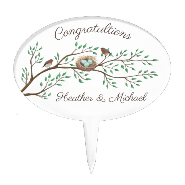 Bird Baby Shower Spring Cake Topper (Front)