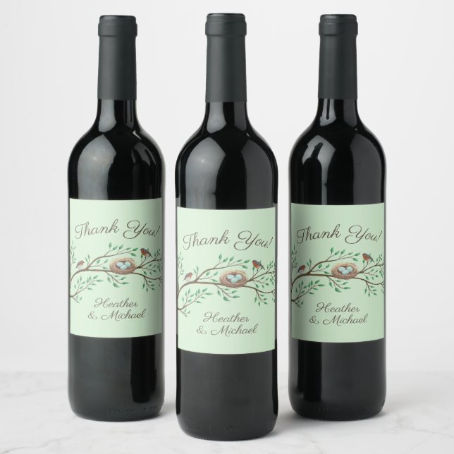 Bird Baby Shower Spring Wine Label (Bottles)