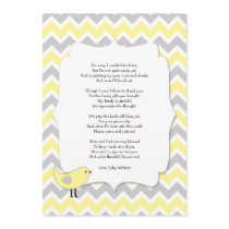 Bird Baby shower thank you notes poem yellow