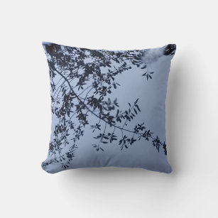 Bird Bath Tree Reflections with White Feather Throw Pillow