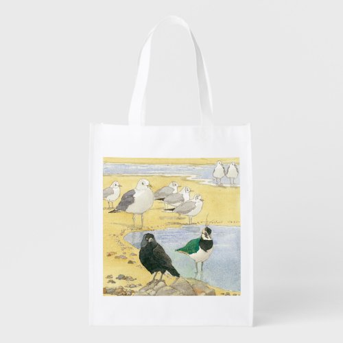 Bird Beach Wildlife Jackdaw Reusable Grocery Bag