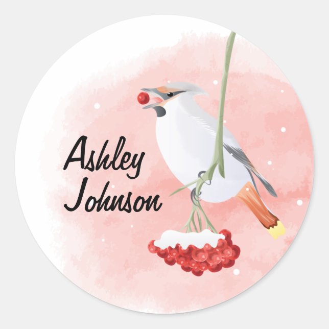 Bird Berry Classic Round Sticker (Front)