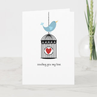 Bird & Birdcage with Heart Card