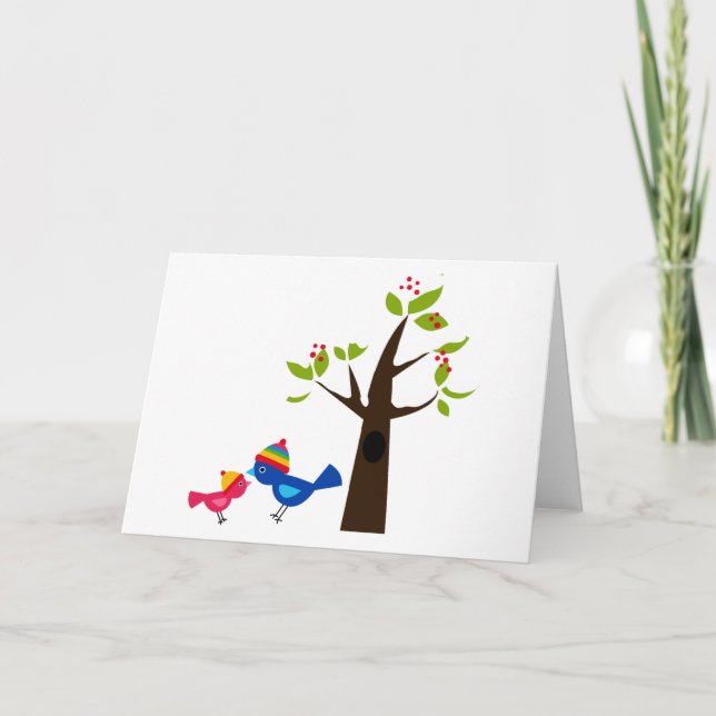 Bird Birds Mom Kid Family Tree Cute Cartoon Animal Card (Front)
