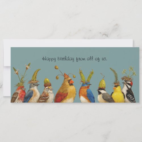 bird birthday greeting from the group flat card
