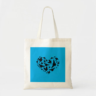 Bird blue and black tote bag personalize