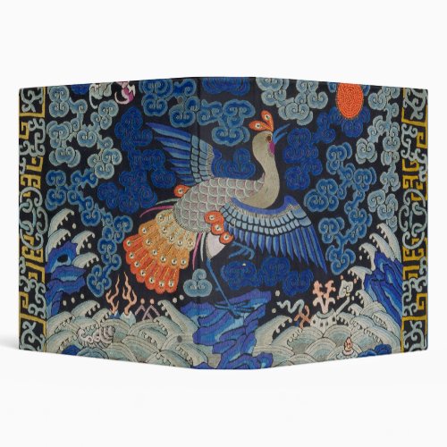 Bird Blue Chinese Embroidery Vintage 3 Ring Binder
