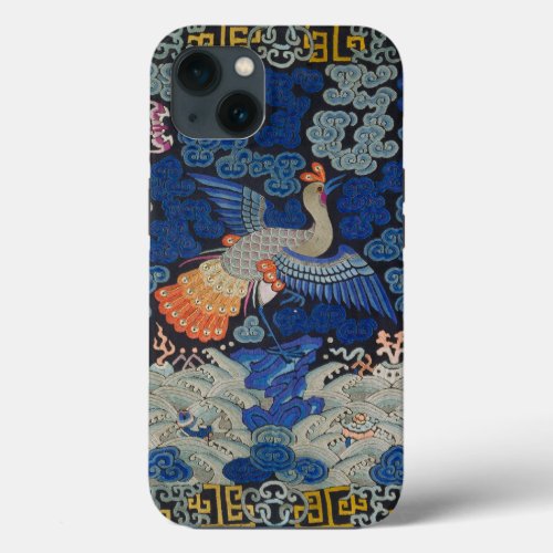 Bird Blue Chinese Embroidery Vintage iPhone 13 Case