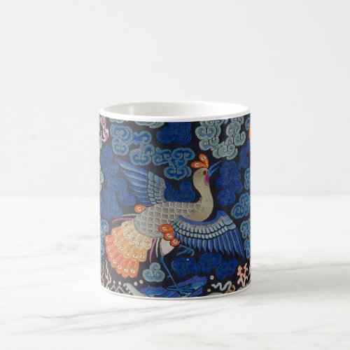 Bird Blue Chinese Embroidery Vintage Coffee Mug