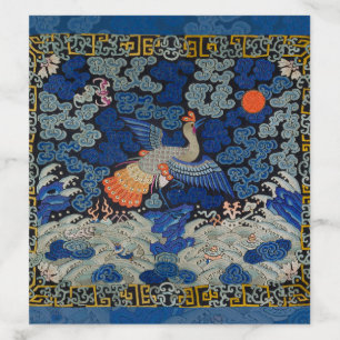 Bird Blue Chinese Embroidery Vintage Envelope Liner