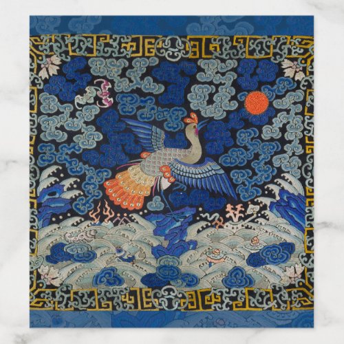 Bird Blue Chinese Embroidery Vintage Envelope Liner