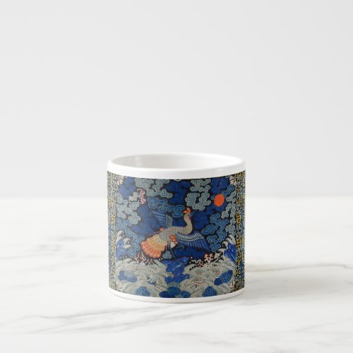 Bird Blue Chinese Embroidery Vintage Espresso Cup