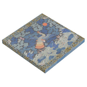 Bird Blue Chinese Embroidery Vintage Gallery Wrap