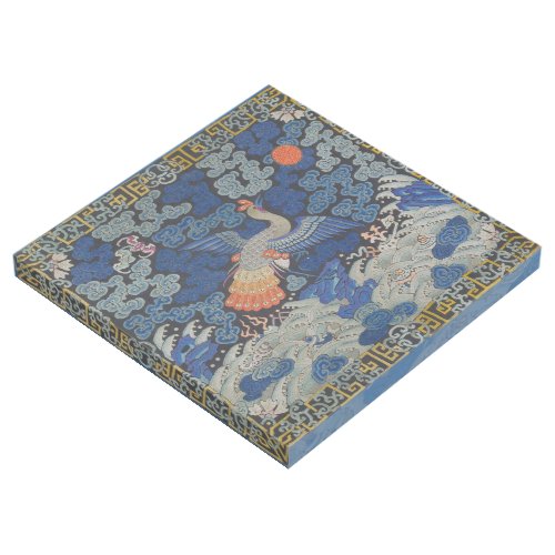 Bird Blue Chinese Embroidery Vintage Gallery Wrap