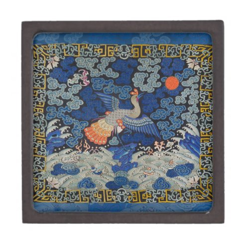 Bird Blue Chinese Embroidery Vintage Gift Box