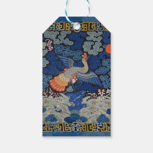 Bird Blue Chinese Embroidery Vintage Gift Tags