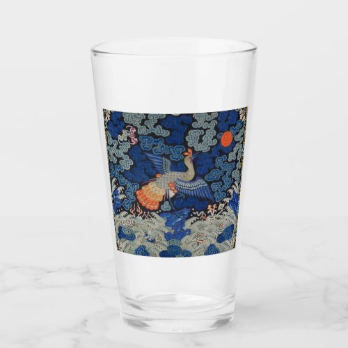 Bird Blue Chinese Embroidery Vintage Glass