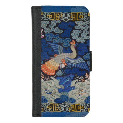 Bird Blue Chinese Embroidery Vintage iPhone 87 Wallet Case