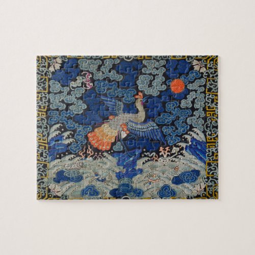 Bird Blue Chinese Embroidery Vintage Jigsaw Puzzle