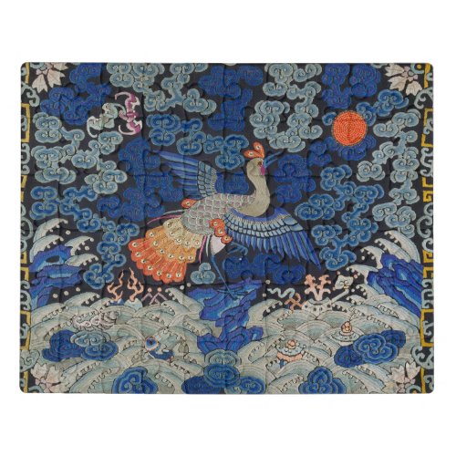 Bird Blue Chinese Embroidery Vintage Jigsaw Puzzle