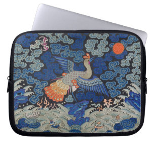 Bird Blue Chinese Embroidery Vintage Laptop Sleeve