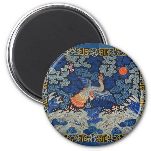 Bird Blue Chinese Embroidery Vintage Magnet