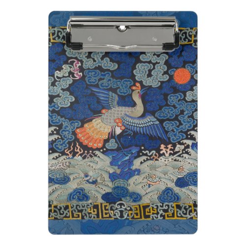 Bird Blue Chinese Embroidery Vintage Mini Clipboard
