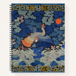 Bird Blue Chinese Embroidery Vintage Notebook
