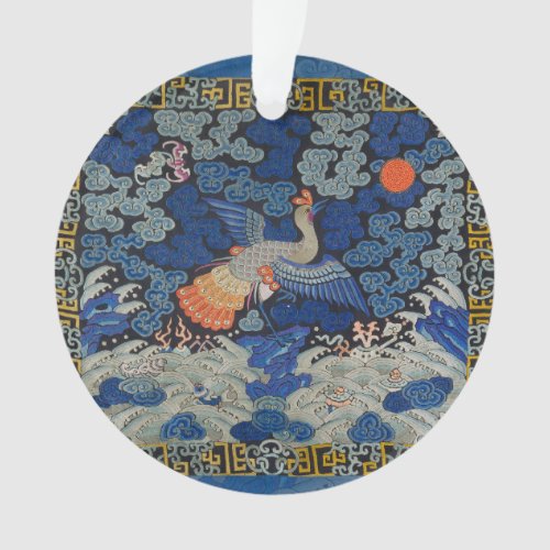Bird Blue Chinese Embroidery Vintage Ornament