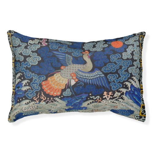 Bird Blue Chinese Embroidery Vintage Pet Bed