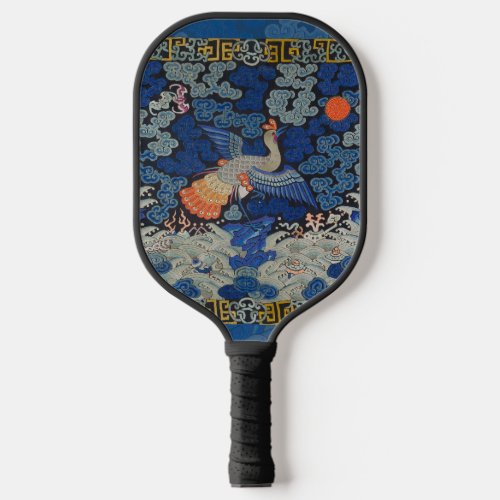 Bird Blue Chinese Embroidery Vintage Pickleball Paddle