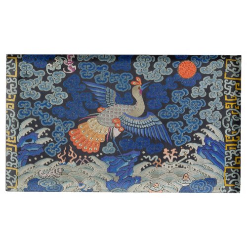 Bird Blue Chinese Embroidery Vintage Place Card Holder