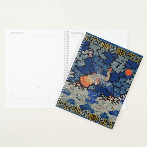 Bird Blue Chinese Embroidery Vintage Planner