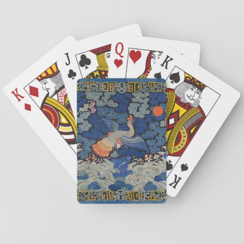 Bird Blue Chinese Embroidery Vintage Playing Cards