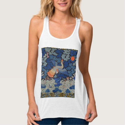Bird Blue Chinese Embroidery Vintage Tank Top