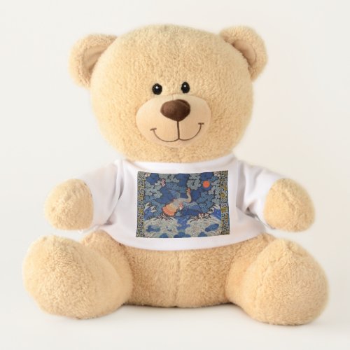 Bird Blue Chinese Embroidery Vintage Teddy Bear