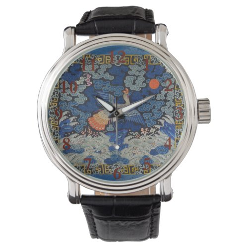 Bird Blue Chinese Embroidery Vintage Watch