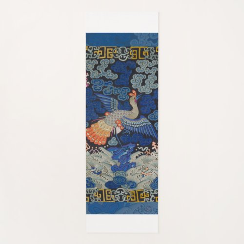 Bird Blue Chinese Embroidery Vintage Yoga Mat