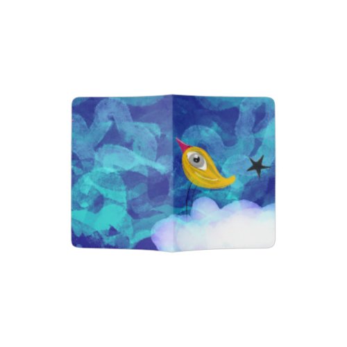Bird blue cloud abstract star rainbow passport holder