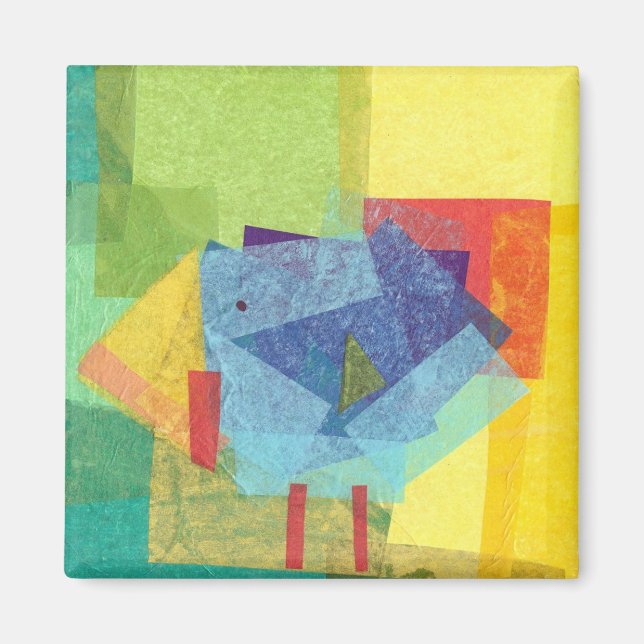 bird-blue on green magnet (Front)