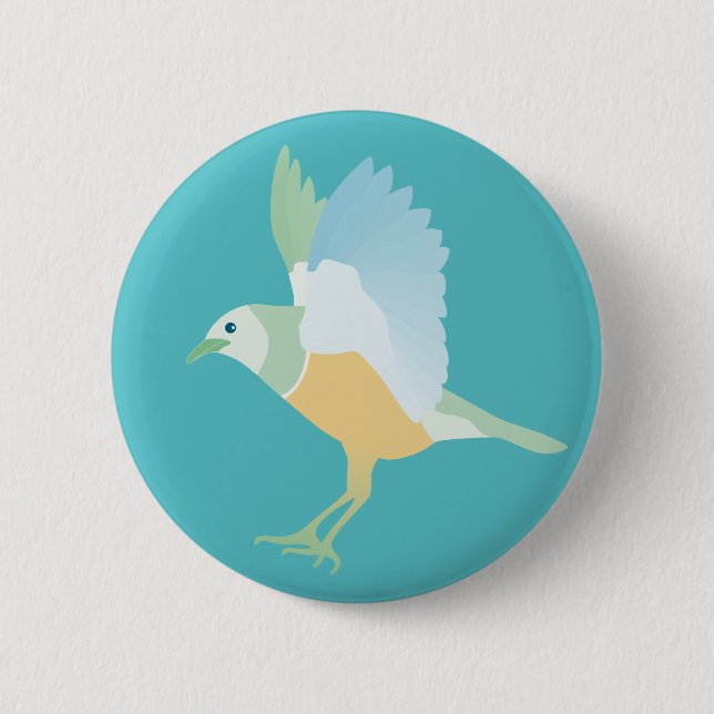 bird(blue) pinback button (Front)